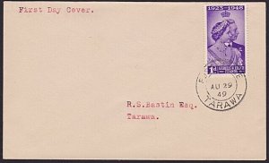 GILBERT & ELLICE IS 1949 Silver Wedding 1d on FDC POST OFFICE / TARAWA cds..6171