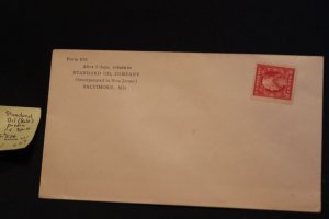 Scott US 526 on cover w/Standard Oil Balt. perfin (#667)