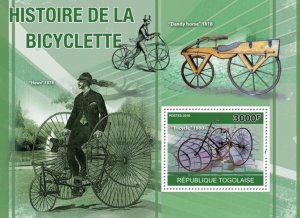 TOGO - 2010 - History of Bicycles - Perf Souv Sheet - Mint Never Hinged