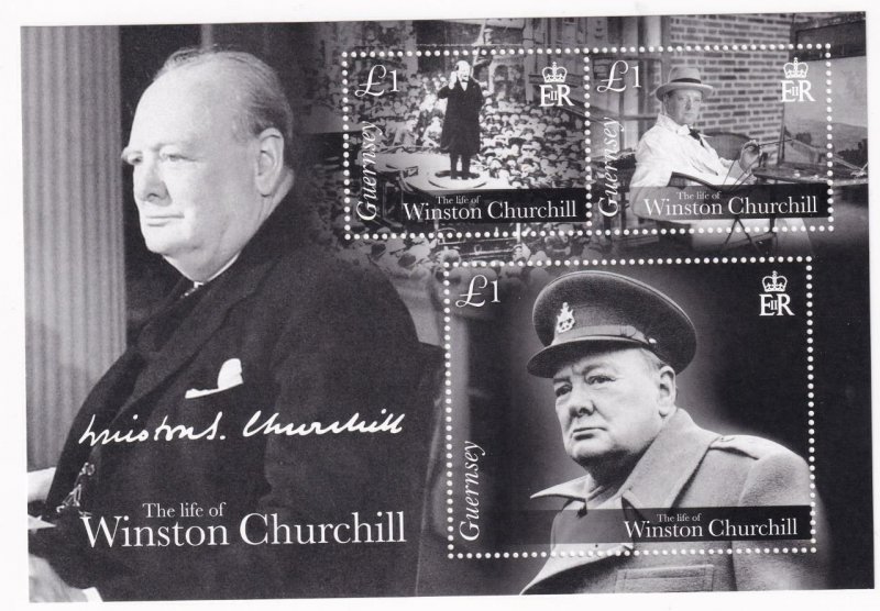 GB GUERNSEY 2015 VF-MNH LIFE OF WINSTON CHURCHILL S/SHEET PO FRESH