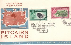 PITCAIRN ISLAND 1951 FDC KGVI 4d 8d Extra Values ILLUSTRATED First Day Cover MA4