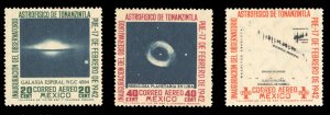 Mexico #C123-125 Cat$60, 1942 Astrophysics, set of three, hinged