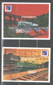 GRENADA GRENADINES 1999  TRAINS  M.S. #2115 - 2116  MNH