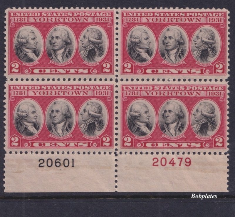 BOBPLATES US #703 Yorktown Bottom Plate Block 20479 20601 F-VF Glazed Gum *