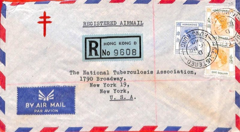 aa6826 - HONG KONG - POSTAL HISTORY -  Registered COVER to the USA  1962