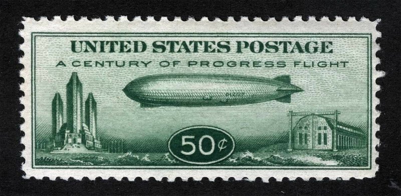 US Sc C18 Green 50¢ MNH Original Gum “Baby Zeppelin Airmail Issue