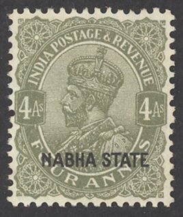 India Nabha Sc# 57 MH 1930 4a overprint King George V