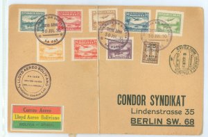 Bolivia 195/C27-C34 (30 July 1930) First Flight-LLoyd Aereo Condor Lapaz to Brazil on this oversized cover addressed to the C