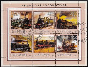 Guinea-Bissau 2001 used Sheet of 6 Steam Engines