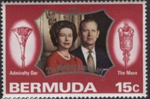 Bermuda 297 (mh) 15c Silver Wedding issue (1972)