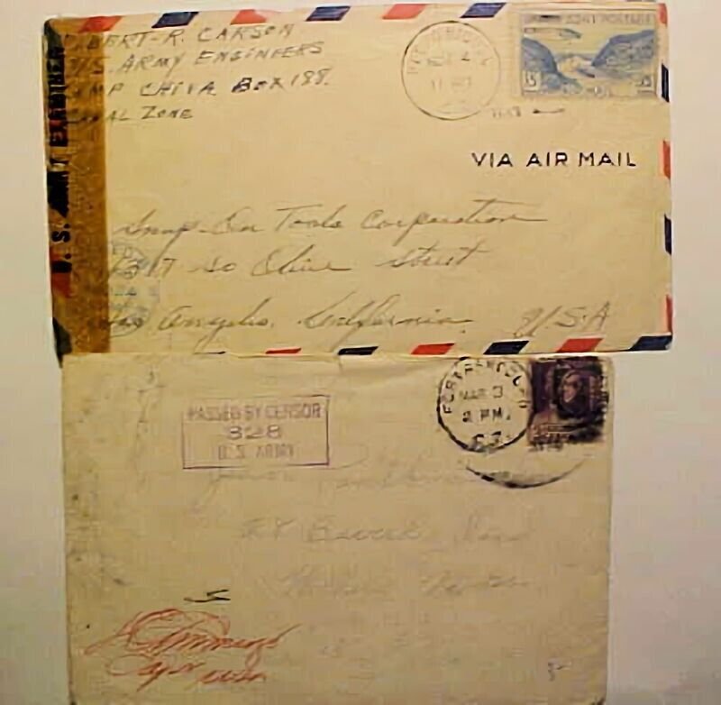US  CANAL ZONE CENSORED COVERS PEDRO MIGUEL 1943,FORT RANDOLP 1942