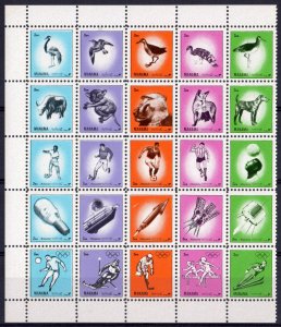 Manama 1972 SPACE-OLYMPICS-FAUNA-WORLD CUP-BIRDS COMPOUND SHEETLET (25) MNH