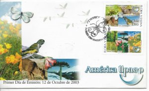 CHILE 2003 FLORA AND FAUNA NATURE BUTTERFLIE FLOWERS FDC COVER AMERICA UPAEP