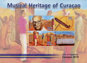 Curacao Music Stamps 2019 MNH Musical Heritage Instruments Wiri Dance 4v M/S 