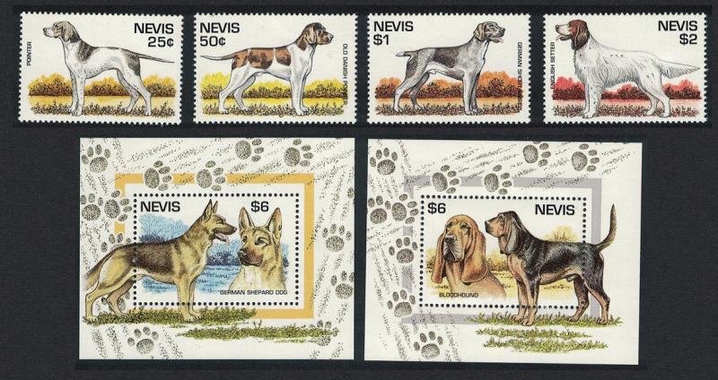 Nevis Dogs 4v+MS SG#879=MS892