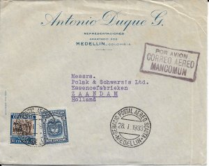 Medellin, Colombia to Zaandam, Holland 1933 Airmail (48895)