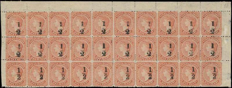 Turks Islands Scott 10-11 Gibbons 17-18 Block of Stamps