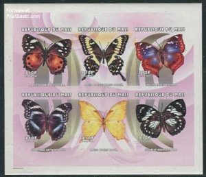 Mali 2000, Butterflies 6v m/s, Imperforated, MNH
