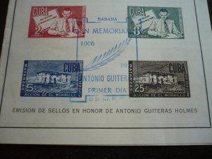 Stamps -Cuba- Scott# C49c - Used Post Office Announcement with6 Stamps - Imperf