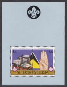 ST. LUCIA - 1986 BOY SCOUTS / SCOUTING - SOUVENIR SHEET MINT NH