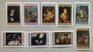 Mahra 1967 European Paintings IMPERFS, MNH. Michel 48-56B, CV €15.00