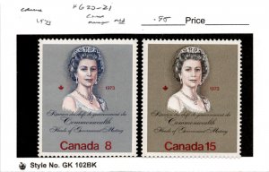 Canada, Postage Stamp, #620-621 Mint NH, 1973 Queen Elizabeth (AH)