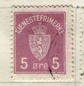 NORWAY; 1926 early Official issue fine used 5ore. value