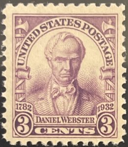Scott #725 1932 3¢ Daniel Webster MNH OG