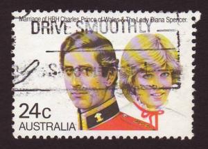 Australia 1981 Sc#804, SG#821 24c Charles & Diana Wedding USED.