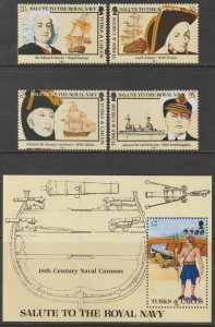 EDSROOM-O22085 Turks & Caicos Islands 666-70 MNH 1985 Compl Royal Navy CV$22.50