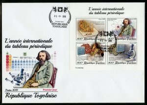 TOGO 2019 INT'L YEAR OF THE PERIODIC TABLE MENDELEEV SHEET FIRST DAY COVER