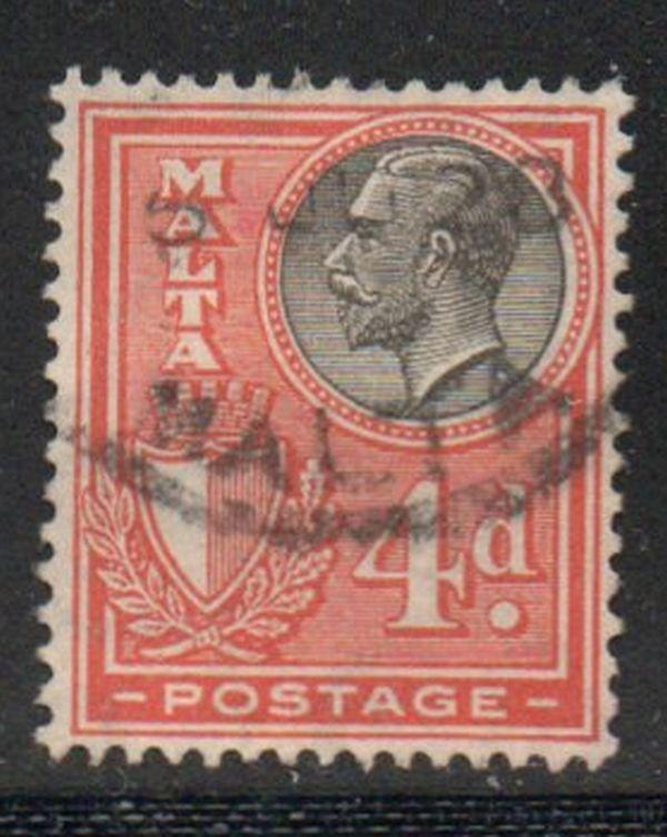 Malta Sc 138 1926 4d orange & black G V stamp used