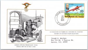 HISTORY OF AVIATION TOPICAL FIRST DAY COVER SERIES 1978 - CHAD REPUBLIC 80F