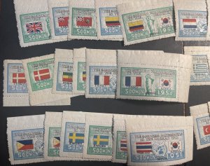 KOREA # 132-173 &154a-155a--MINT/NH-COMPLETE SET (44 STAMPS)--FLAGS --1951