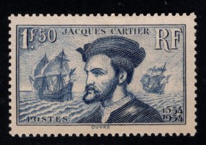 FRANCE Scott 297 MH* 1.50 Franc Cartier explorer who discovered Canada  CV $50