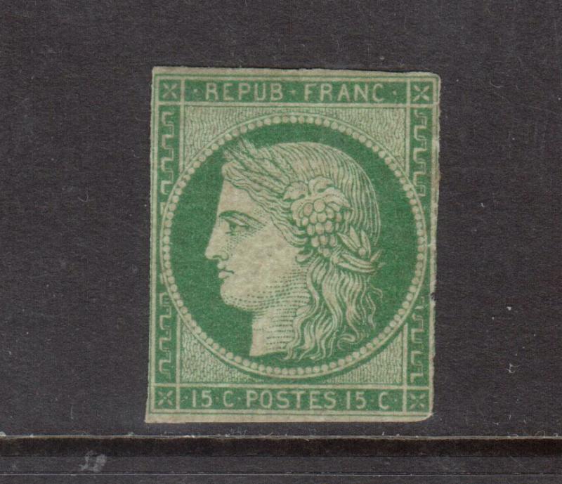 France #2 (Y & T #2) Mint Fine Original Gum Hinged **With Certificate**