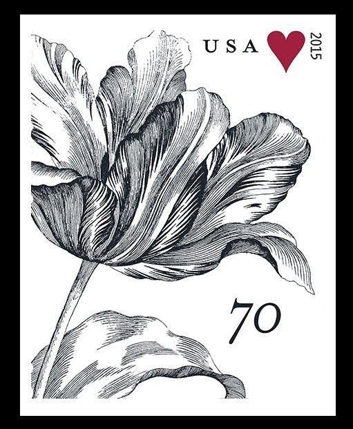 US 4960a Wedding Vintage Tulip 70c imperf NDC single MNH 2015