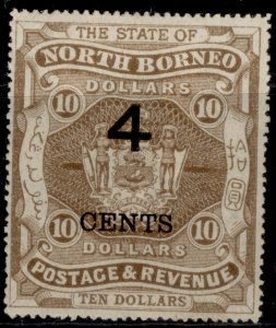 NORTH BORNEO QV SG124, 4c on $10 brown, M MINT. Cat £140.