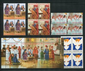Australia1004, 1005-1008 Peace Year, Christmas Stamp Blocks and Sheet MNH 1986