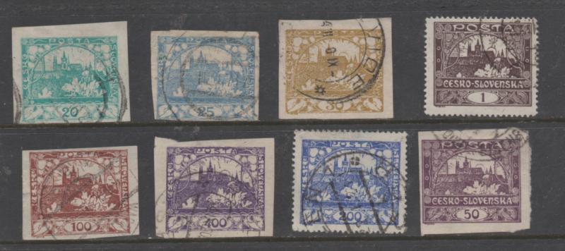 Czechoslovakia Scott# 4,5,6,8,10,20,30,41 Perf 13.75 used  singles