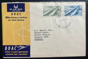 1957 Beirut Lebanon First Flight Airmail Cover FFC To Kent England BOAC Jet Prop