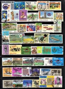 Malaysia small selection used stamps (2 mint). No duplication. All fault free.