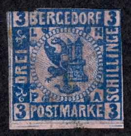 Germany Bergedorf Sc# 4 MH (toning) 1861-1867 3a Arms