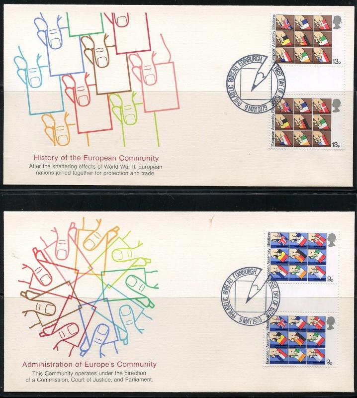 GREAT BRITAIN 1979 ADMINISTRATION OF EUROPE'S COMMUNITY GUTTER PAIRS  FDCS 