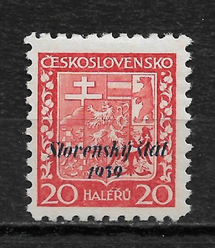 Slovakia 1939, 20h Overprinted Scott # 4,VF MLH*OG, Signed !! (RN-6)