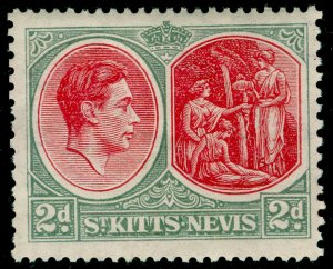 ST KITTS-NEVIS SG71, 2d scarlet & grey, LH MINT. Cat £30. PERF 13x12