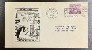 729 Unknown Cachet 1933 Century of Progress  FDC  P-43