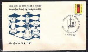 Argentina, 08/AUG/87. Mercedes Chess Cancel on Cachet Cover.