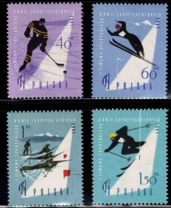 Poland Scott 969-972 MNH** 1961 Winter sports set