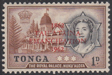 Tonga 1962 MH Sc #119 1p Royal Palace Nukualofa with O/P